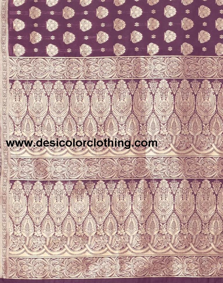 Wine Jacquard Banarasi Silk Saree