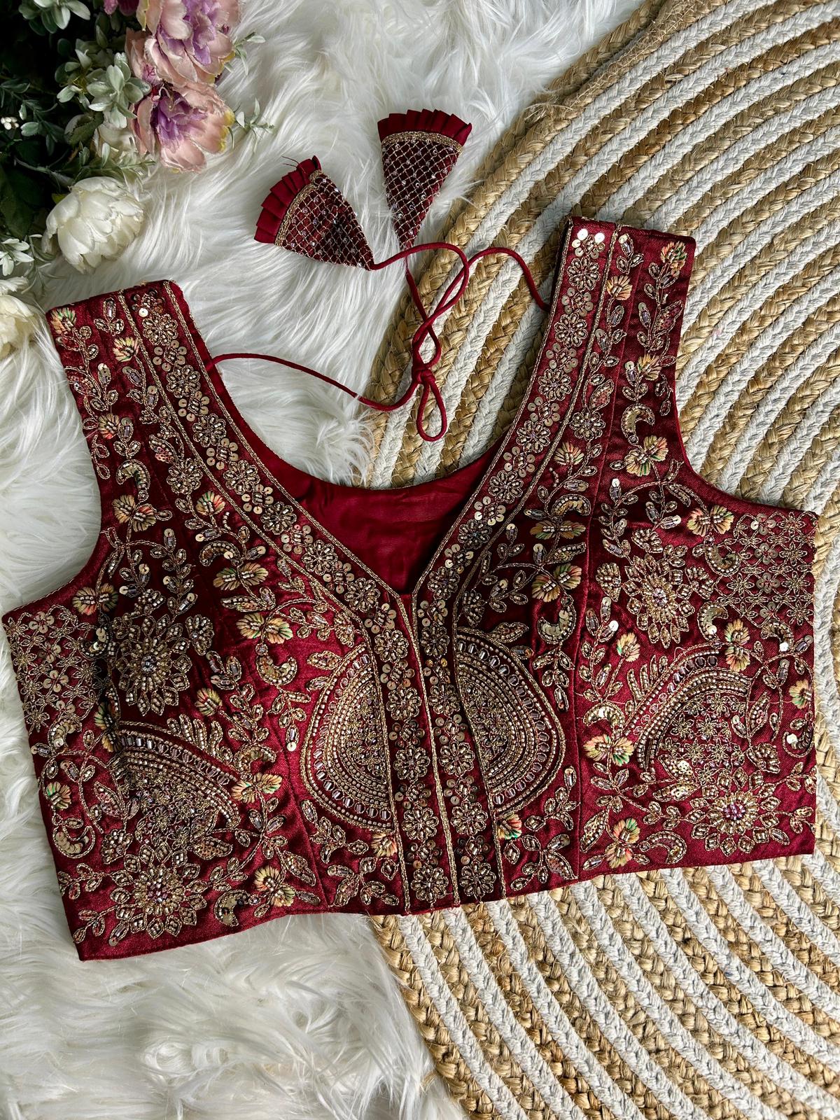 Product Image - Designer Bridal Blouse with Heavy Handwork