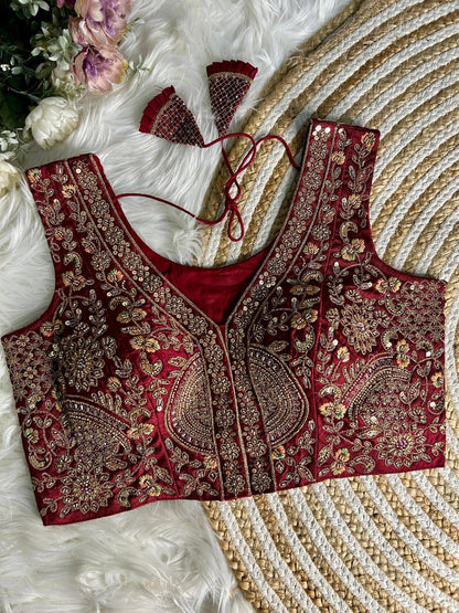 Product Image - Designer Bridal Blouse with Heavy Handwork
