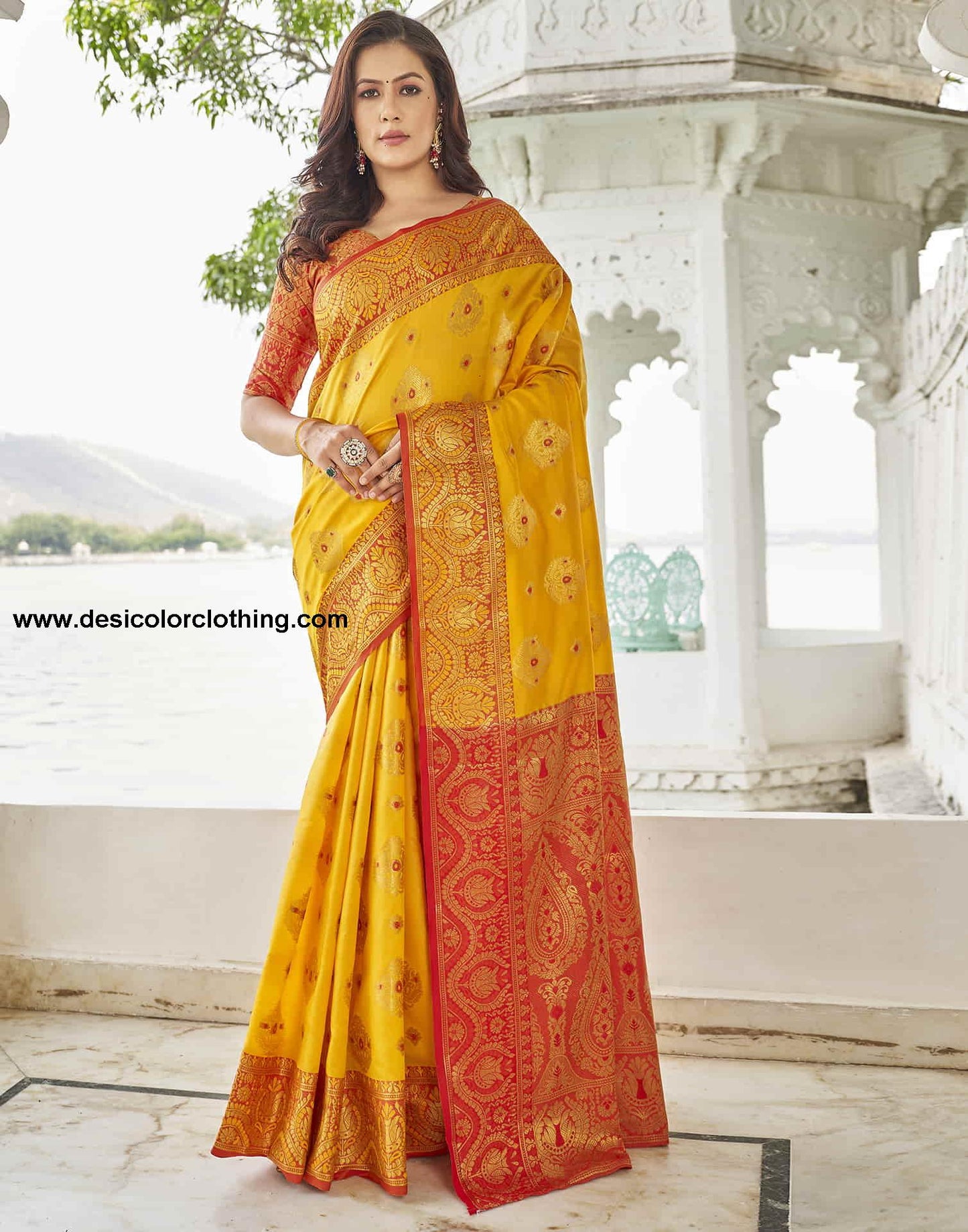 Yellow Silk Woven Banarasi Saree