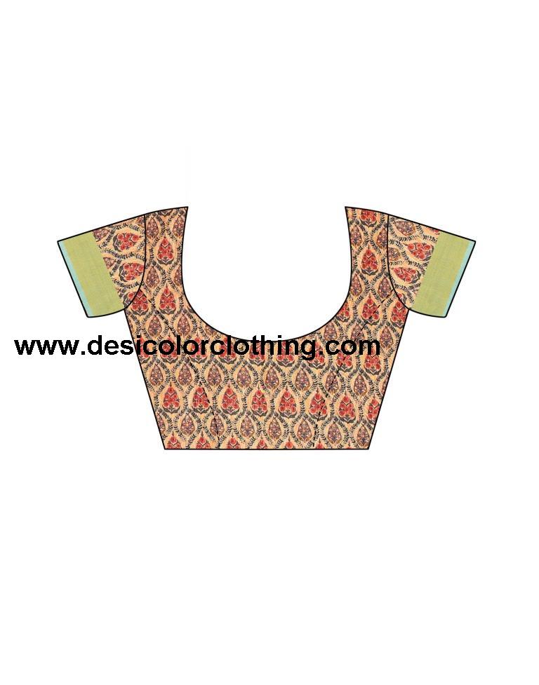Orange Cotton Printed Saree | 1939S212