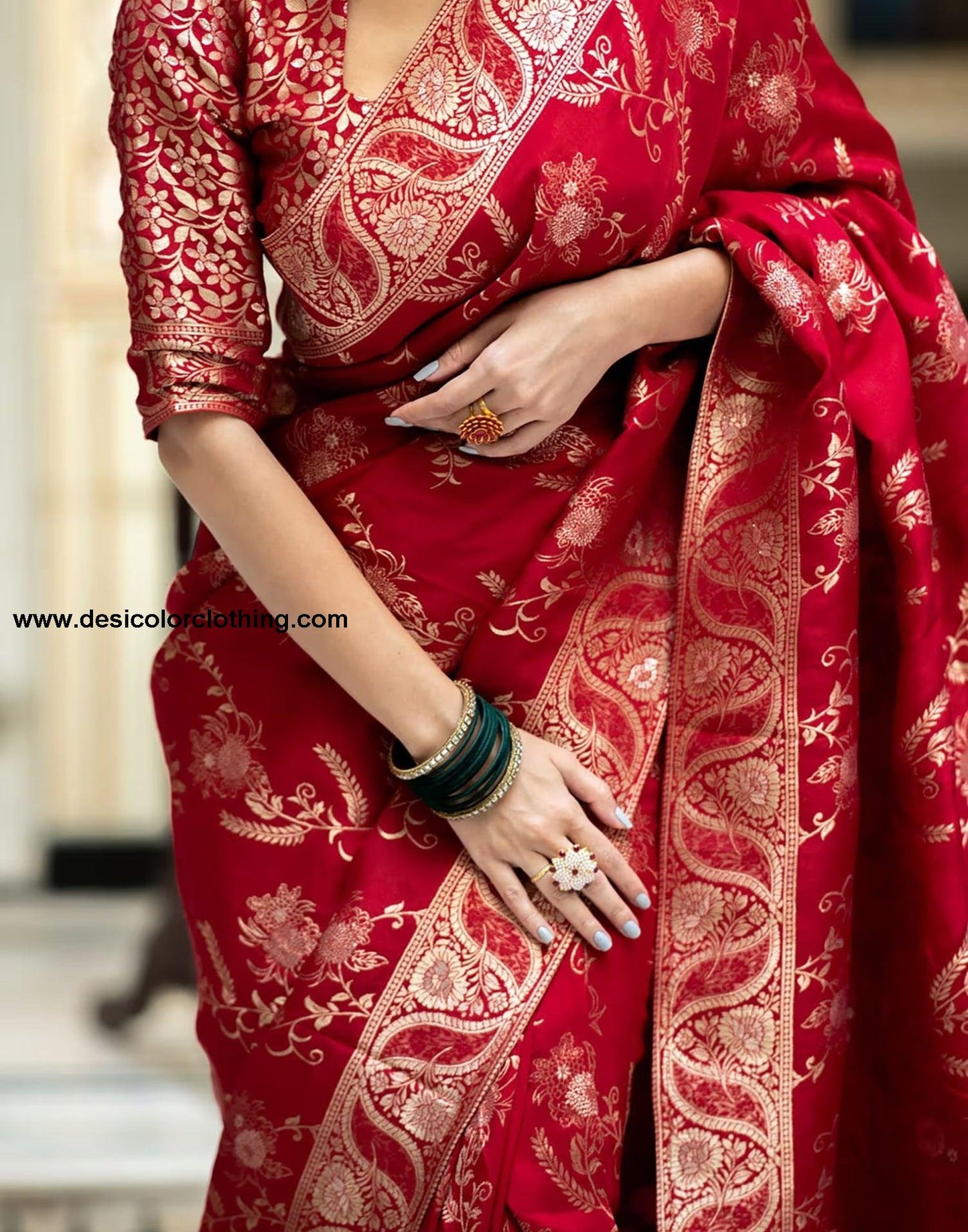Red Silk Plain Saree