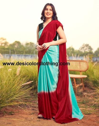 TurquoiseWeaving Chiffon Plain Ready To Wear