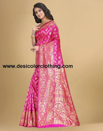 Pink Banarasi Silk Saree