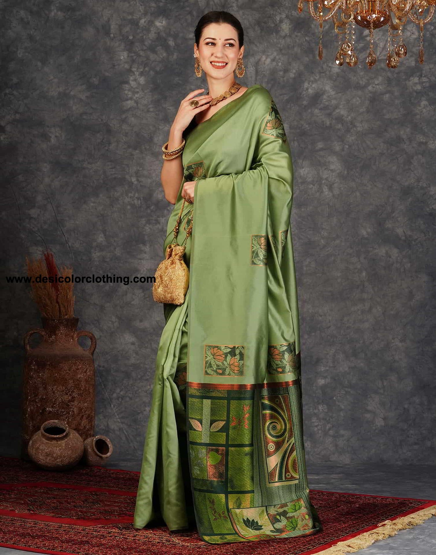 Green Banarasi Silk Woven Saree