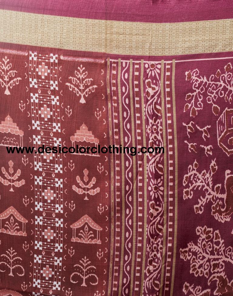Brown Silk Printed  Saree