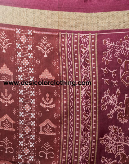 Brown Silk Printed  Saree