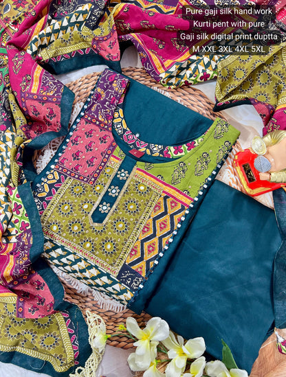 Product Image - Designer Gajji Silk 3-Piece Suit Set – Perfect for Weddings & Festivals