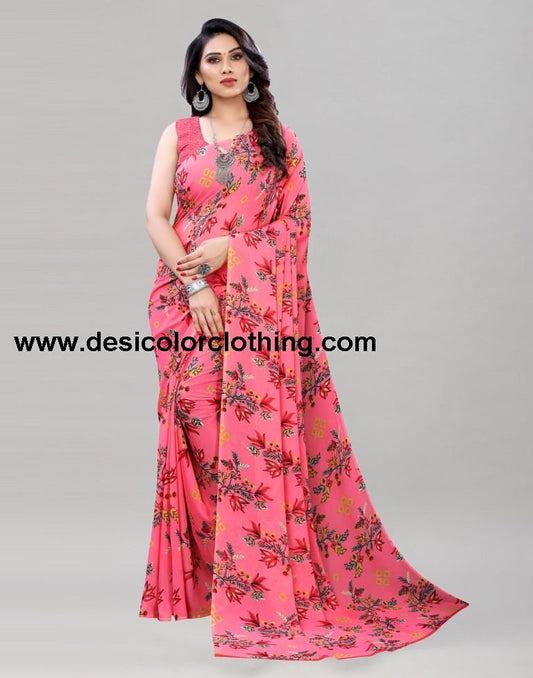 Dynamic Rose Pink Printed Saree | 1955S344