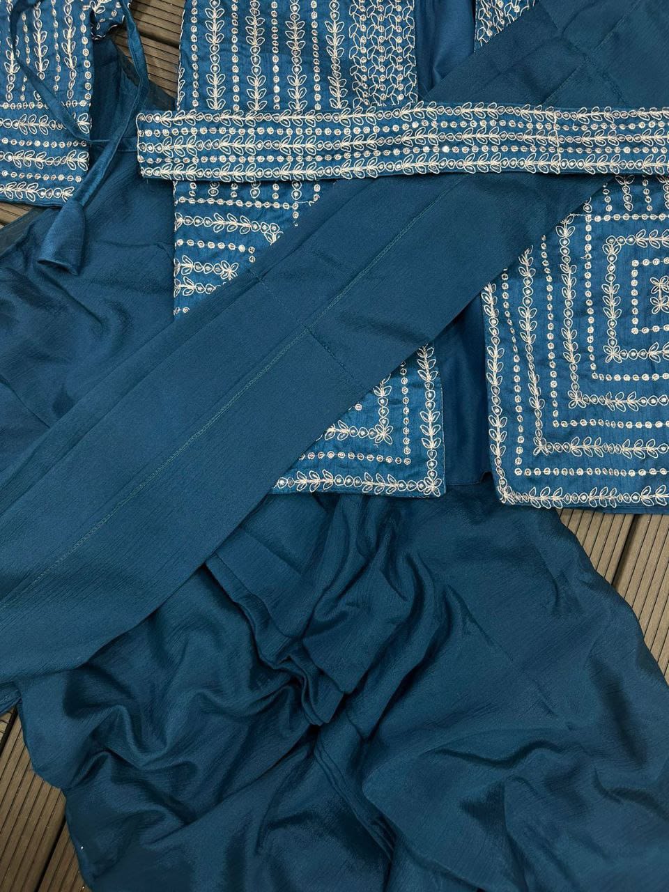 Product Image - Elegant Designer Gown with Koti and Dupatta | Festive Wear | Wedding Saree