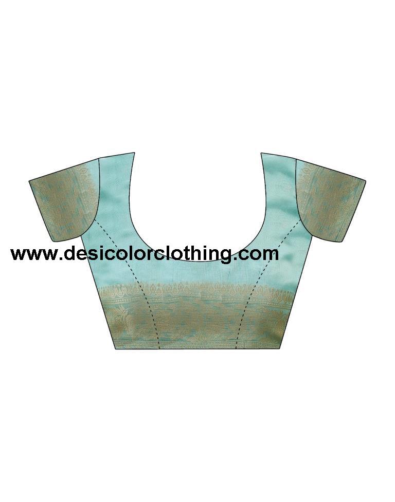 Blue Organza Woven Saree