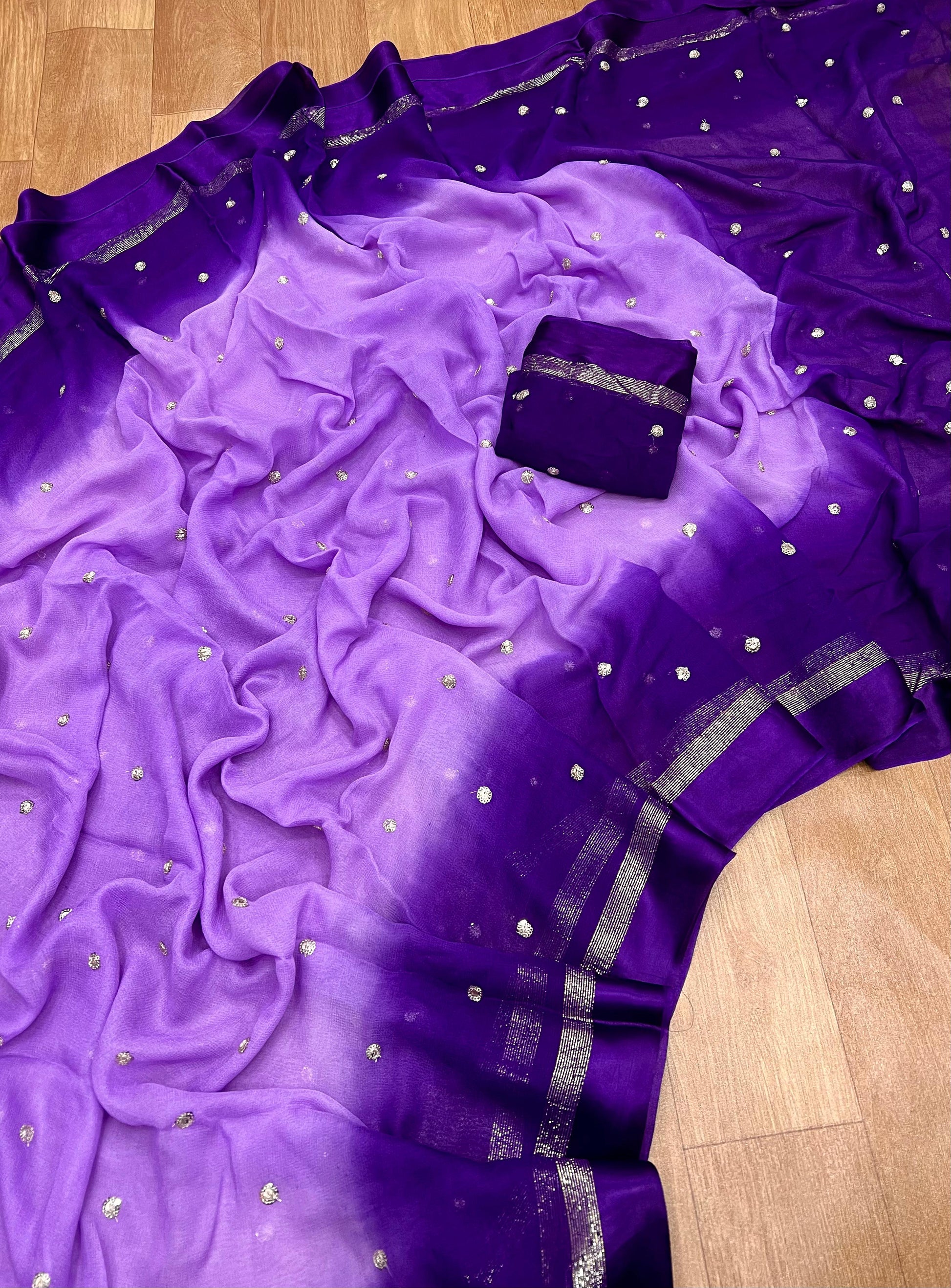 Product Image - Designer Georgette Pallu Saree with Sequins Work