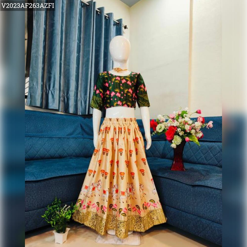 Product Image - Designer Kids Festive Wear - Printed Georgette Lehenga Choli