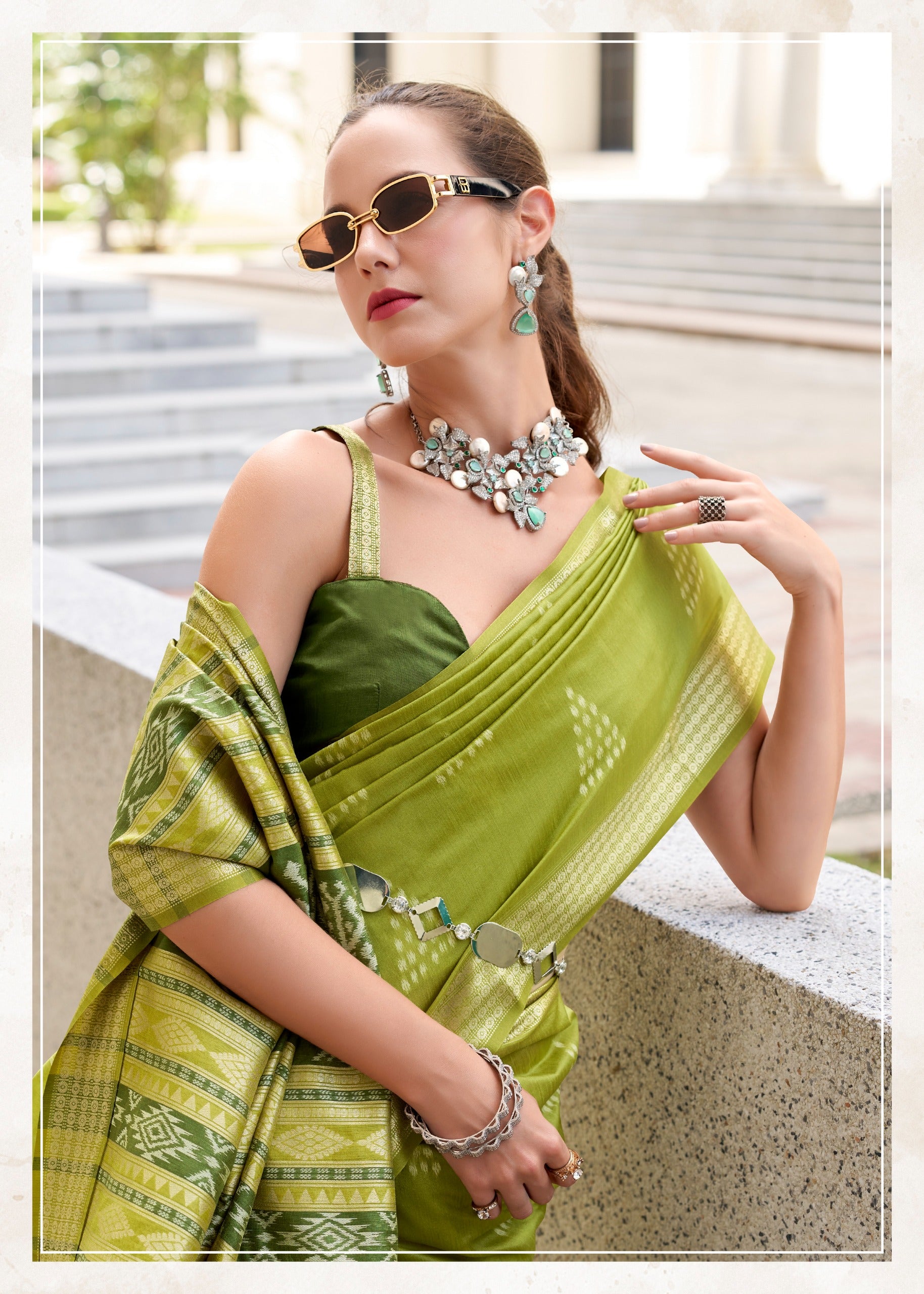 Product Image - RajYog Designer Ikkat Pattern Georgette Saree - Festive Wear & Wedding Outfits