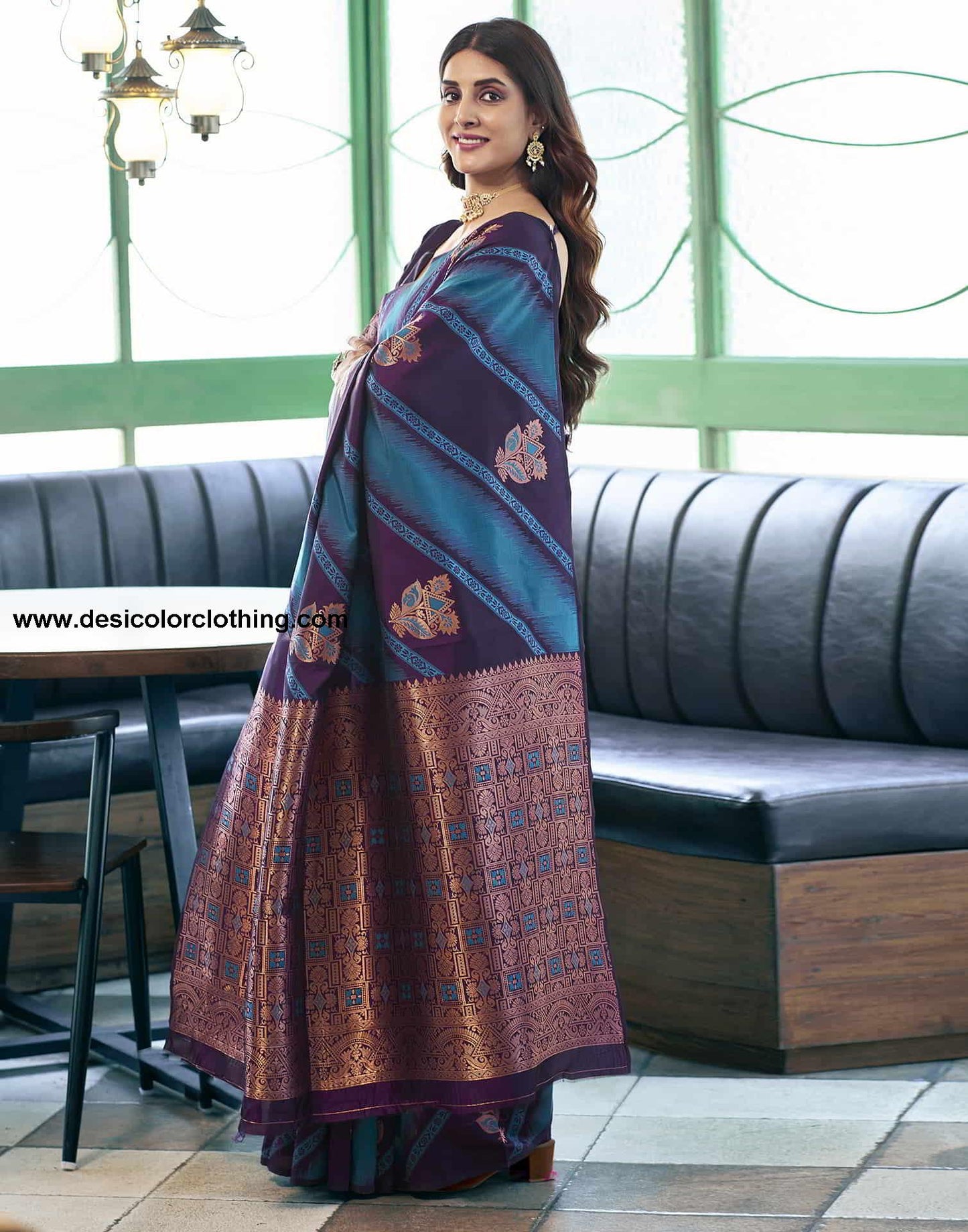 Purple Banarasi Silk Woven Saree