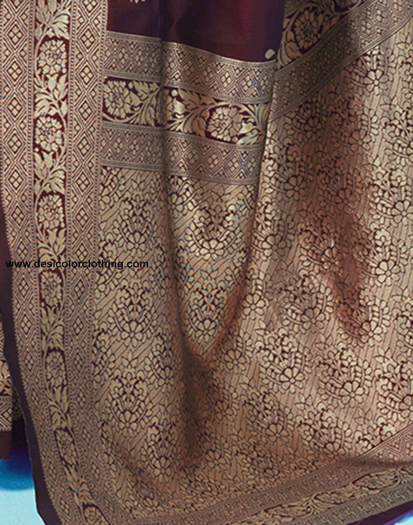 Brown Jacquard Silk Saree