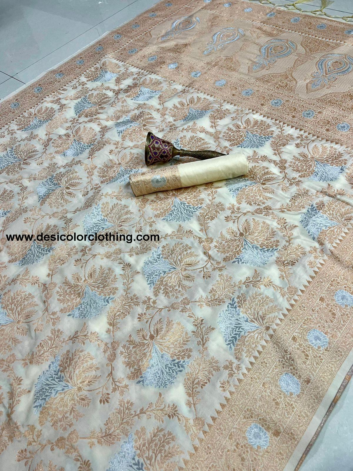 Pure Silk Saree with Minakari Work and Original Jari