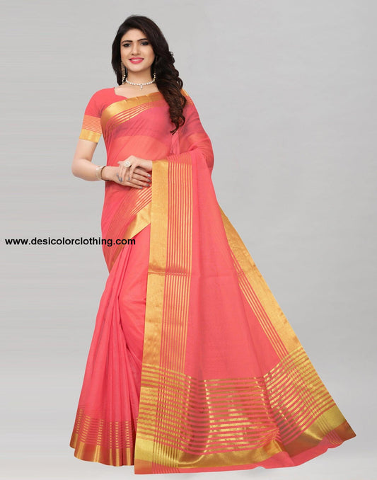 Peach Cotton Silk Saree | 807S2