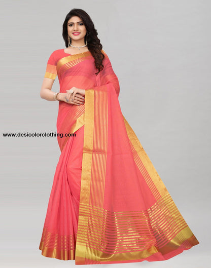 Peach Cotton Silk Saree | 807S2