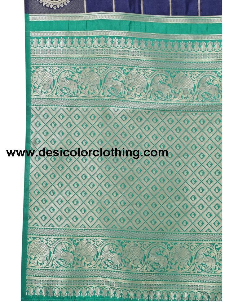 Dark Blue Coloured Poly Banarasi Silk Jacquard Partywear saree