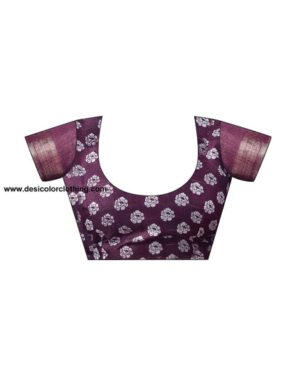 Purple Printed Cotton Saree