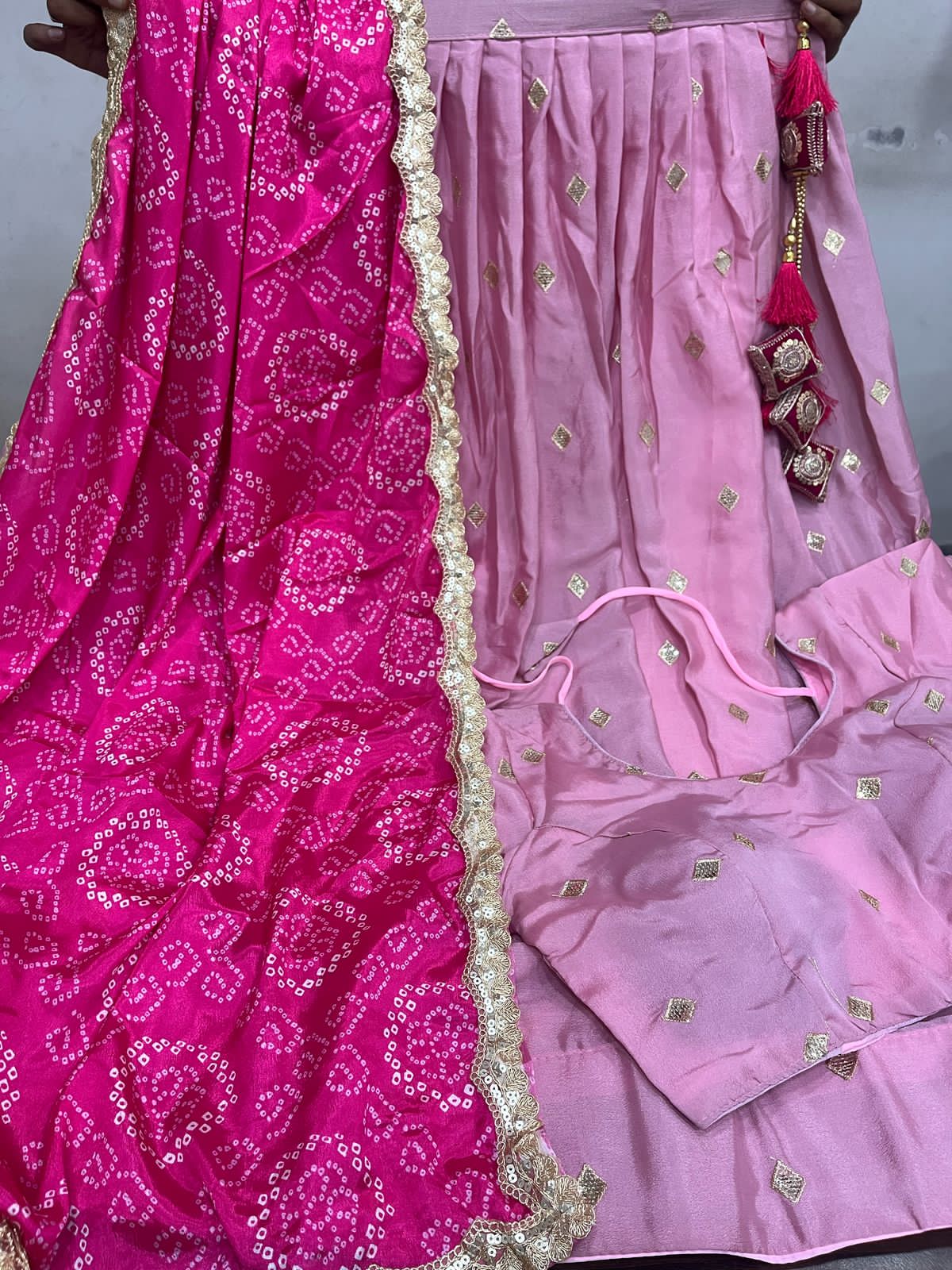 Product Image - Elegant Chinon Silk Lehenga Set with Bandhni Dupatta