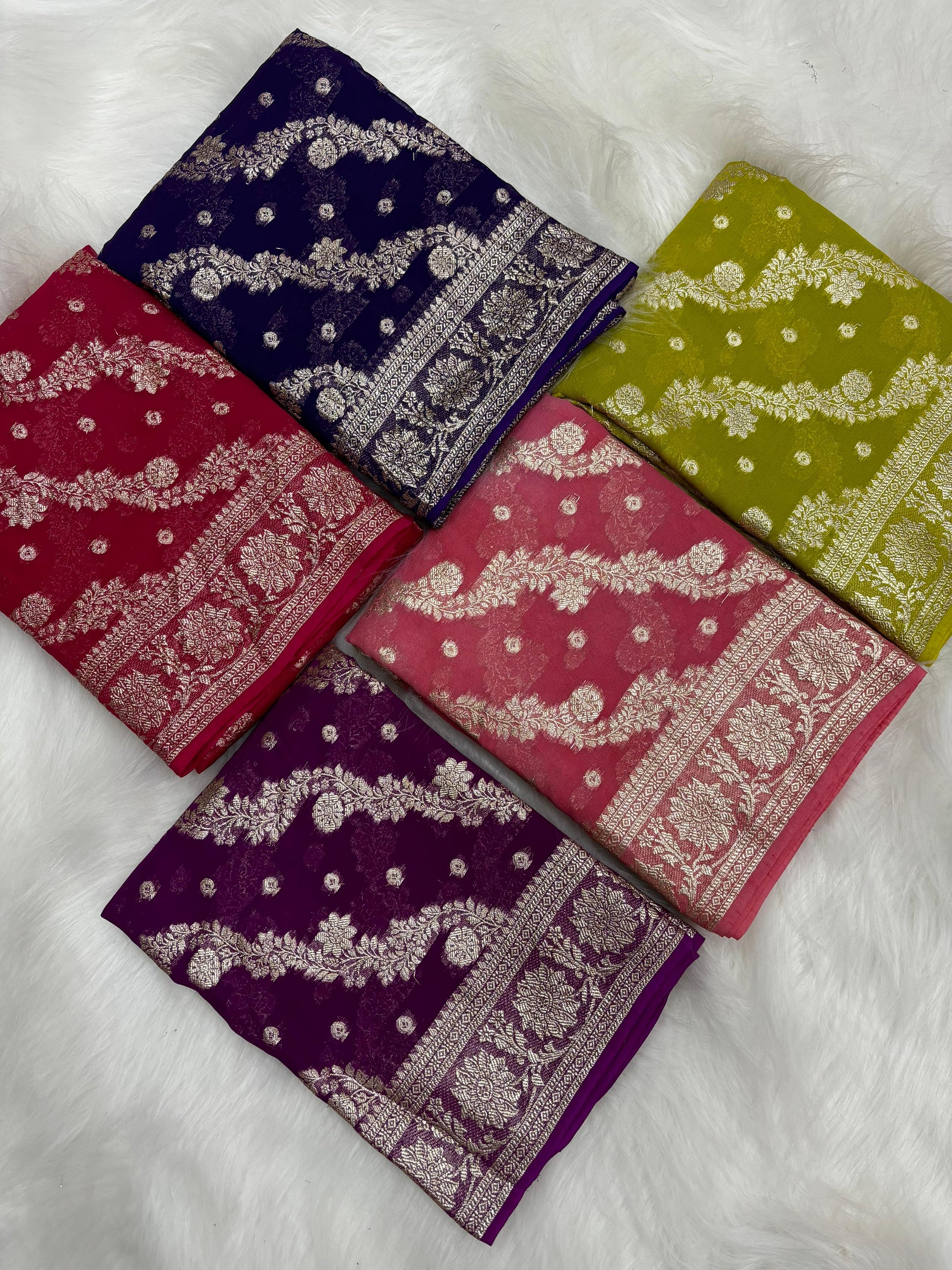 Product Image - Elegant Viscose Georgette Saree with Zari Weaving - Festive Wear