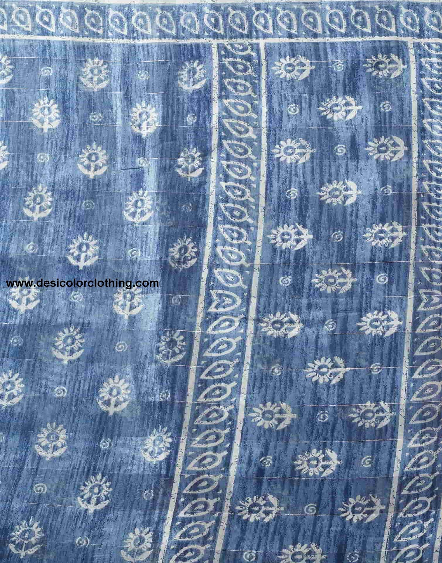 Blue Printed Cotton Saree
