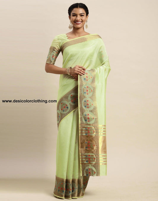 Pista Green Organza Saree