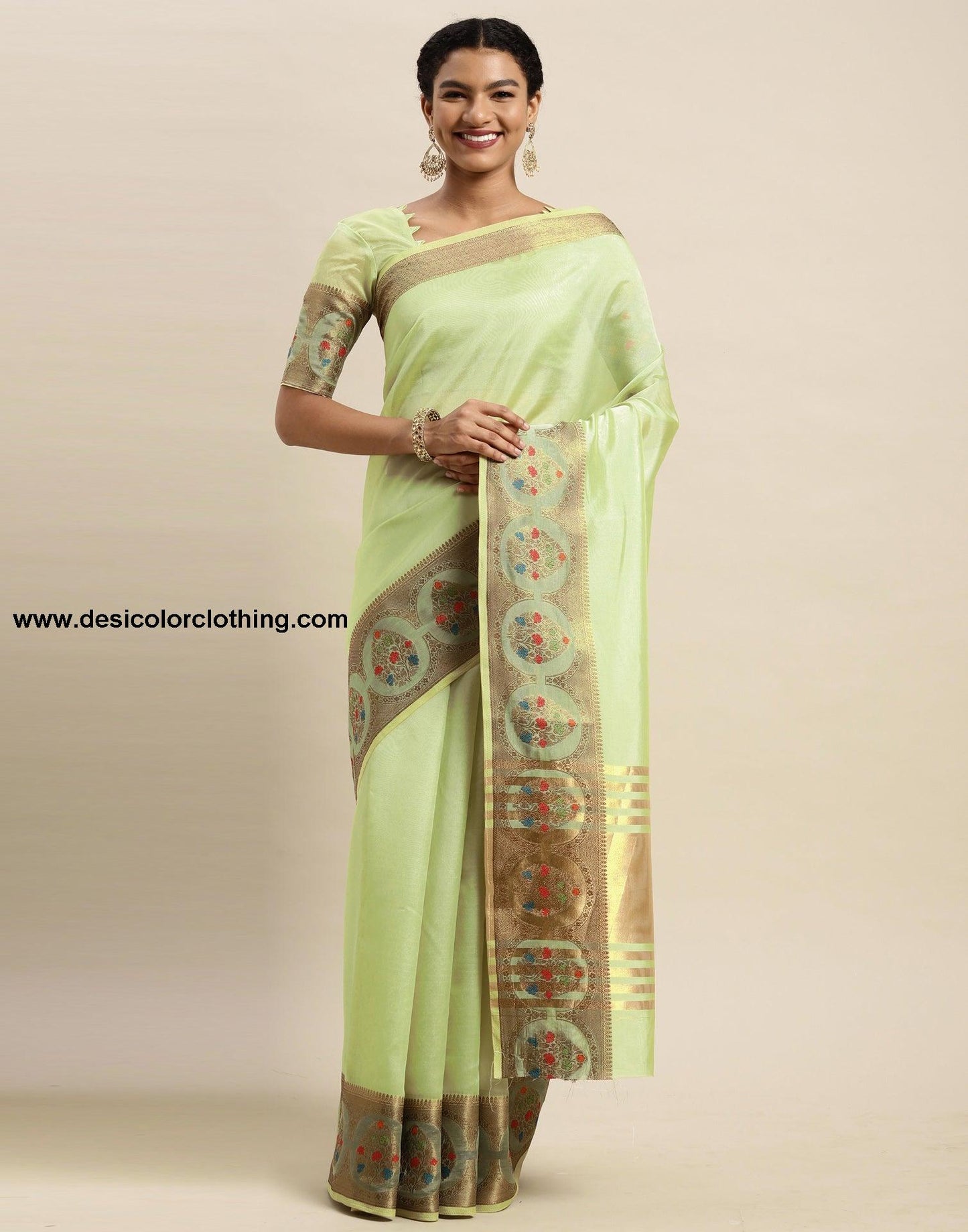 Pista Green Organza Saree