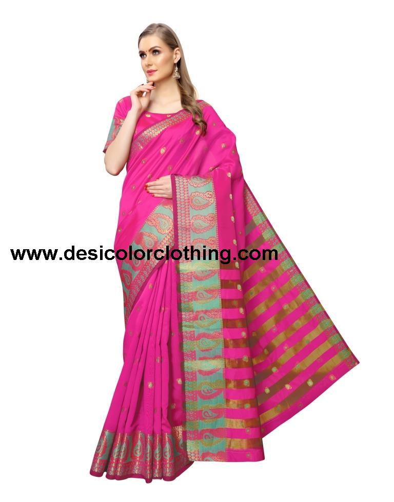 Pink Coloured Poly Silk Jacquard Partywear saree