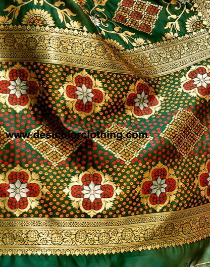 Dark Green Silk Plain Sarees