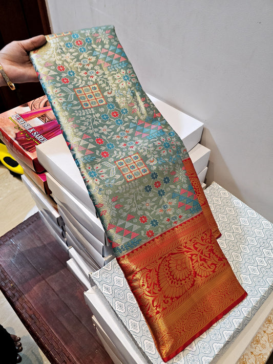 Product Image - Exquisite Semi-Silk Kanchipuram Designer Saree
