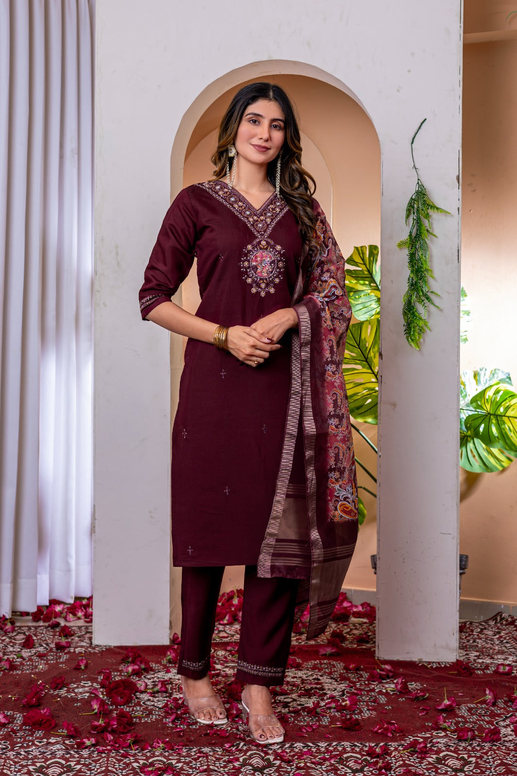 Product Image - Designer Straight Kurti Pant Dupatta Set - Festive Attire