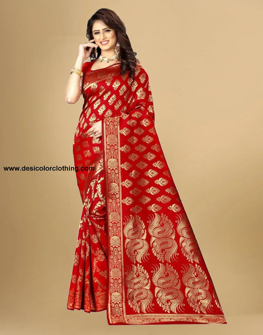 Red Banarasi Silk Saree