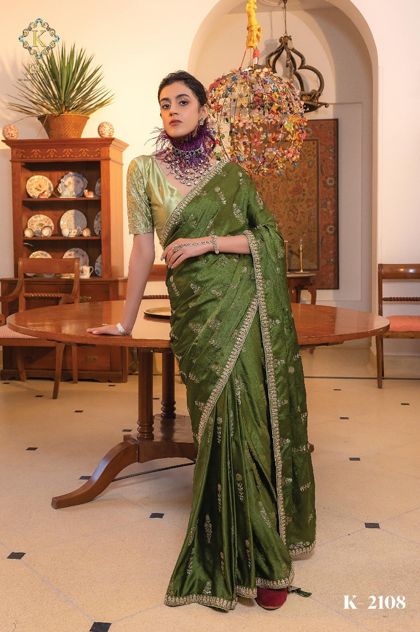 Product Image - Kamya Silk Designer Saree by Kira - Pure Satin with Hand Dyeing & Embroidery