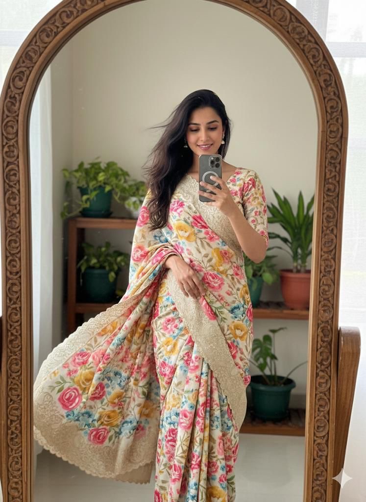 Floral Soft Sarees | Lightweight & Elegant Floral Sarees Online DesiColorClothing