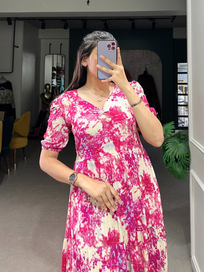 Elegant Rayon Stitched Frock - Three Layers of Endless Charm