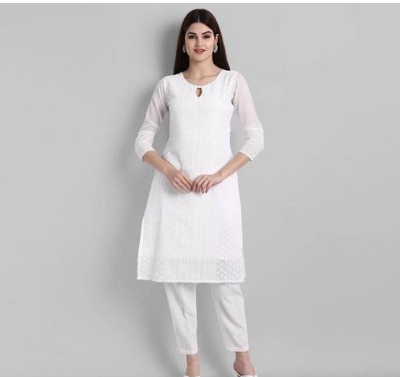 A black georgette kurta with intricate embroidery