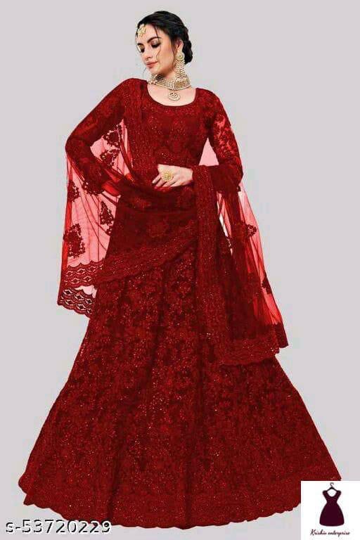 Designer Net Fully Stitched Lehengas – Sheer Elegance with Stunning Detai