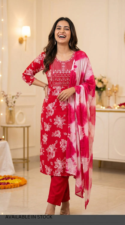 Simple Floral Party Wear Suits for Women | Elegant Ethnic Wear Online DesiColorClothing