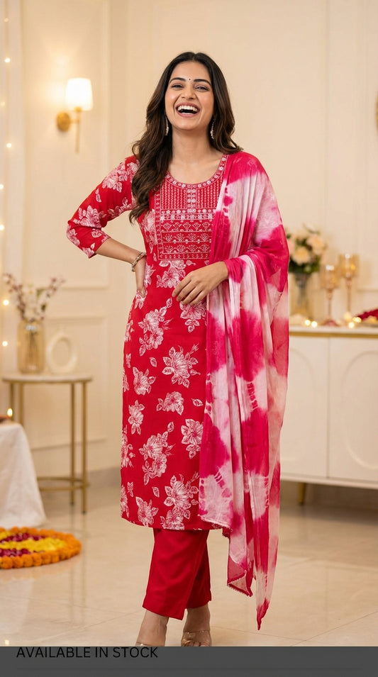 Simple Floral Party Wear Suits for Women | Elegant Ethnic Wear Online DesiColorClothing