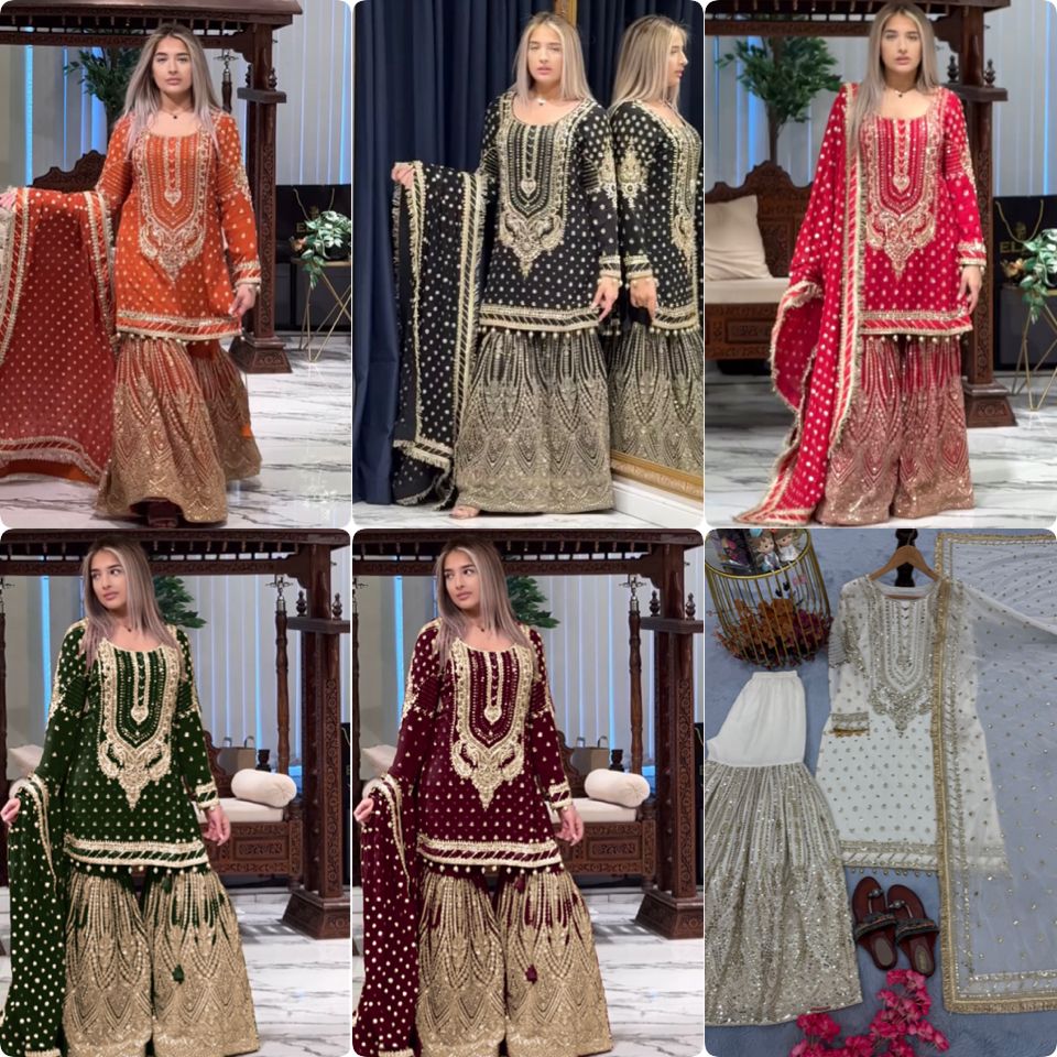 Designer Sharara Suits for Women | Party & Wedding Wear DesiColorClothing