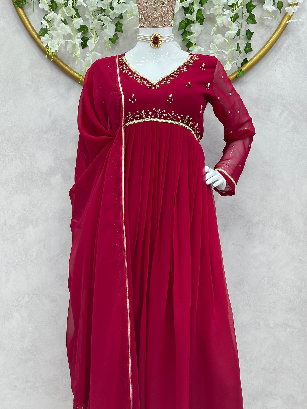 Heavy Designer Party Wear Georgette Gown with Dupatta DesiColorClothing