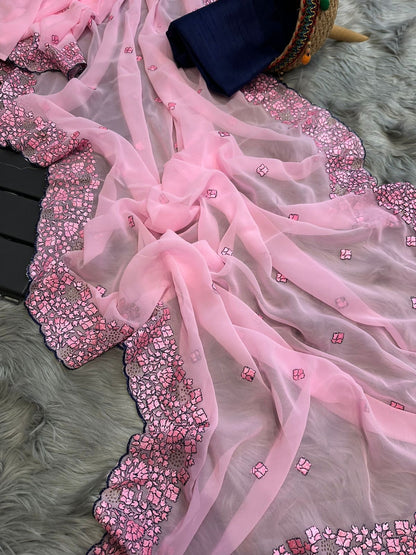 Pure Georgett silk saree