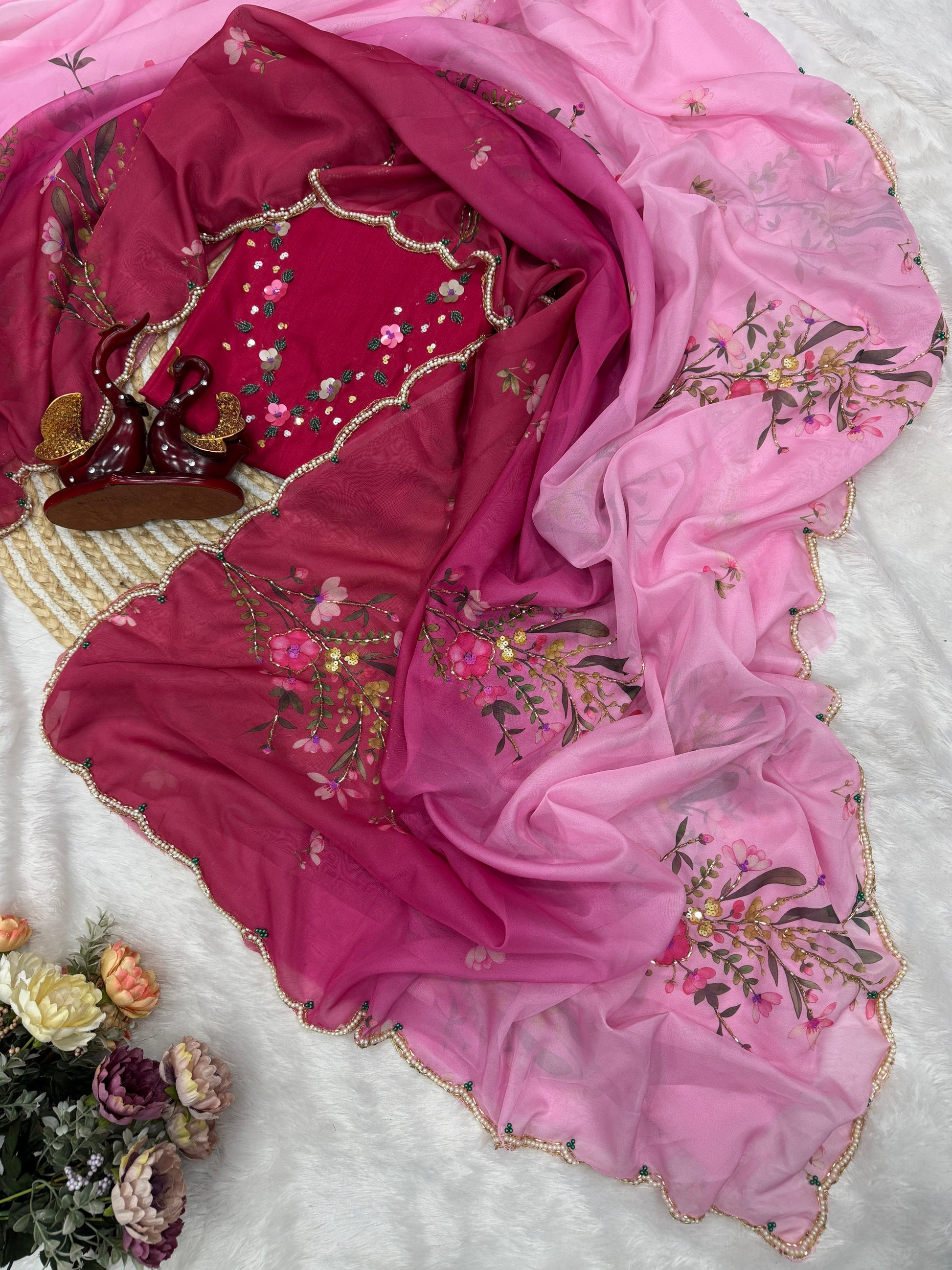 Lightweight Floral Soft Sarees DesiColorClothing