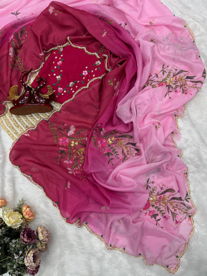 Lightweight Floral Soft Sarees DesiColorClothing