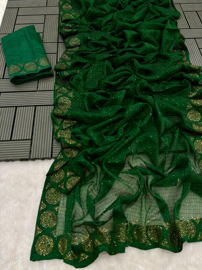 CHIFFON CHEX DESGINER SAREES
