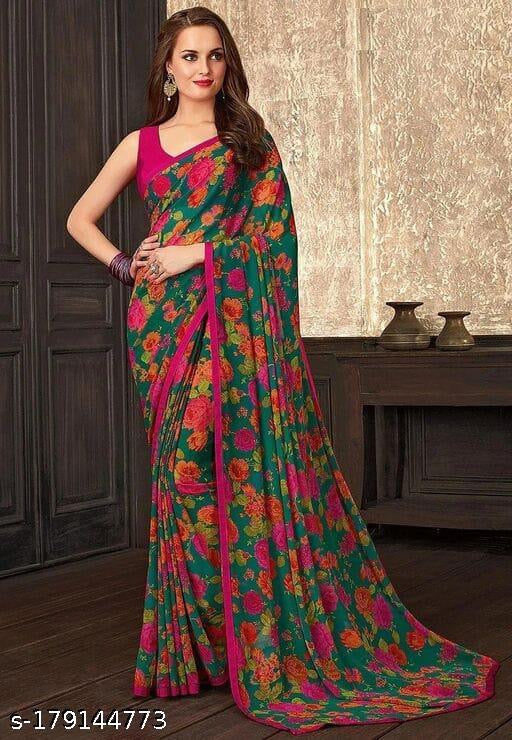 Elegant Floral Georgette Sarees - Graceful & Lightweight for Any Occasion