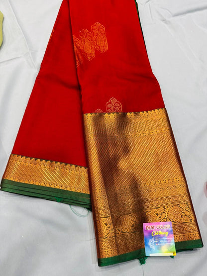 Exquisite Kachipuram Bridal Tissue Saree DesiColorClothing